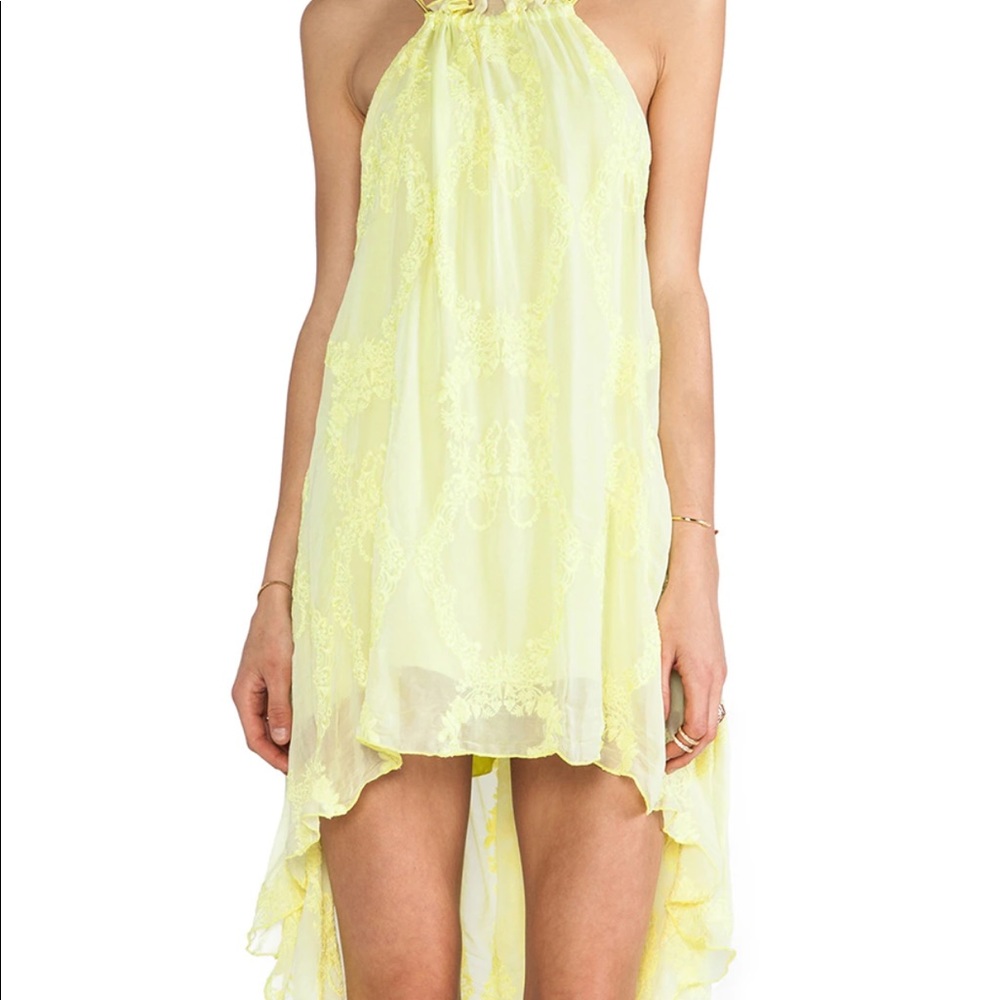 For Love & Lemons -love you madly- high low dress in chartreuse/yellow XS.